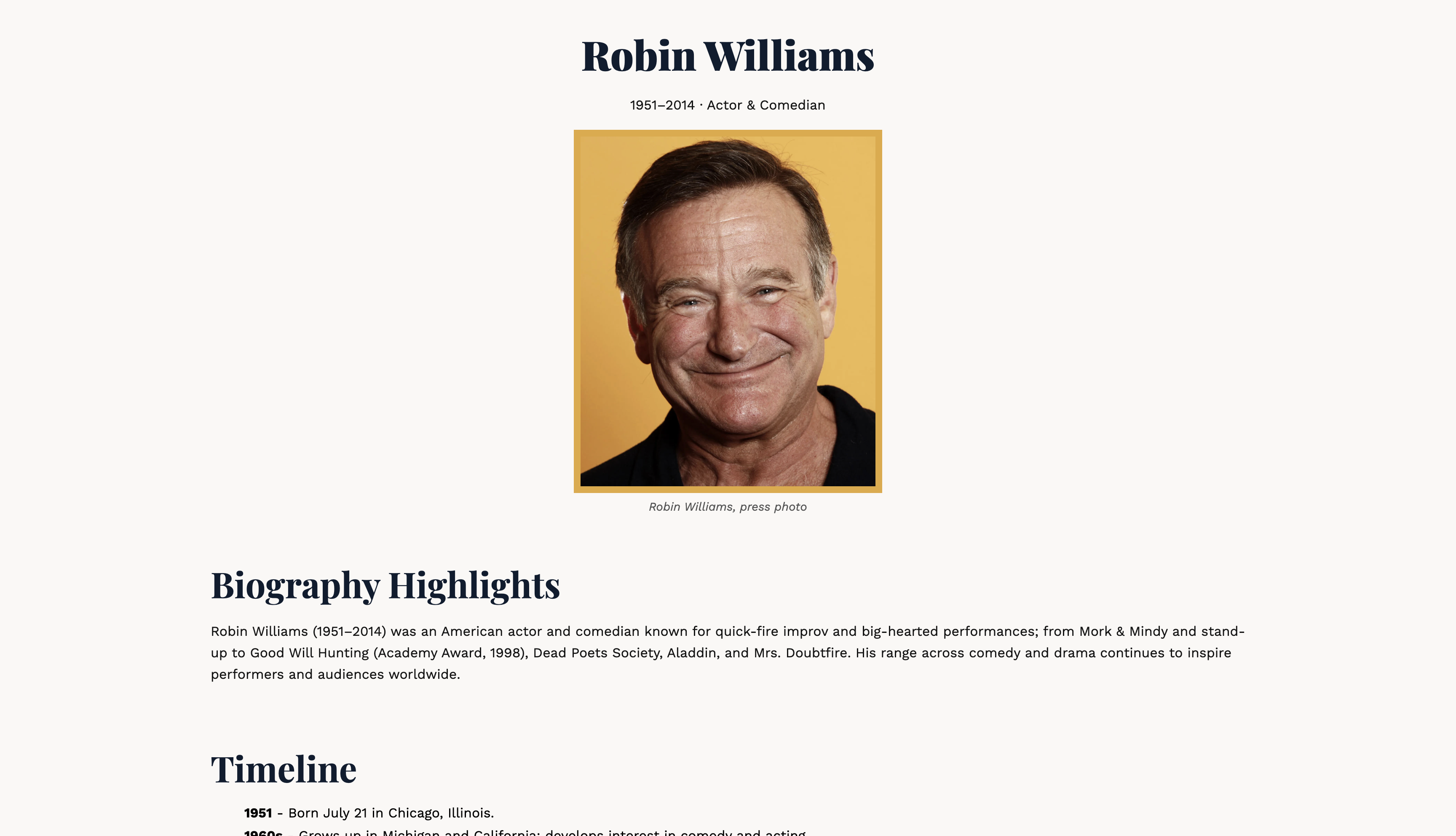 picture of tribute site