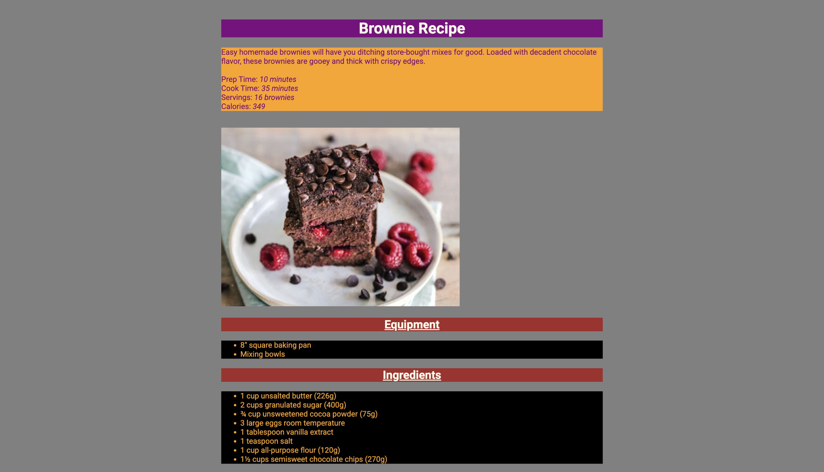 picture of recipe site