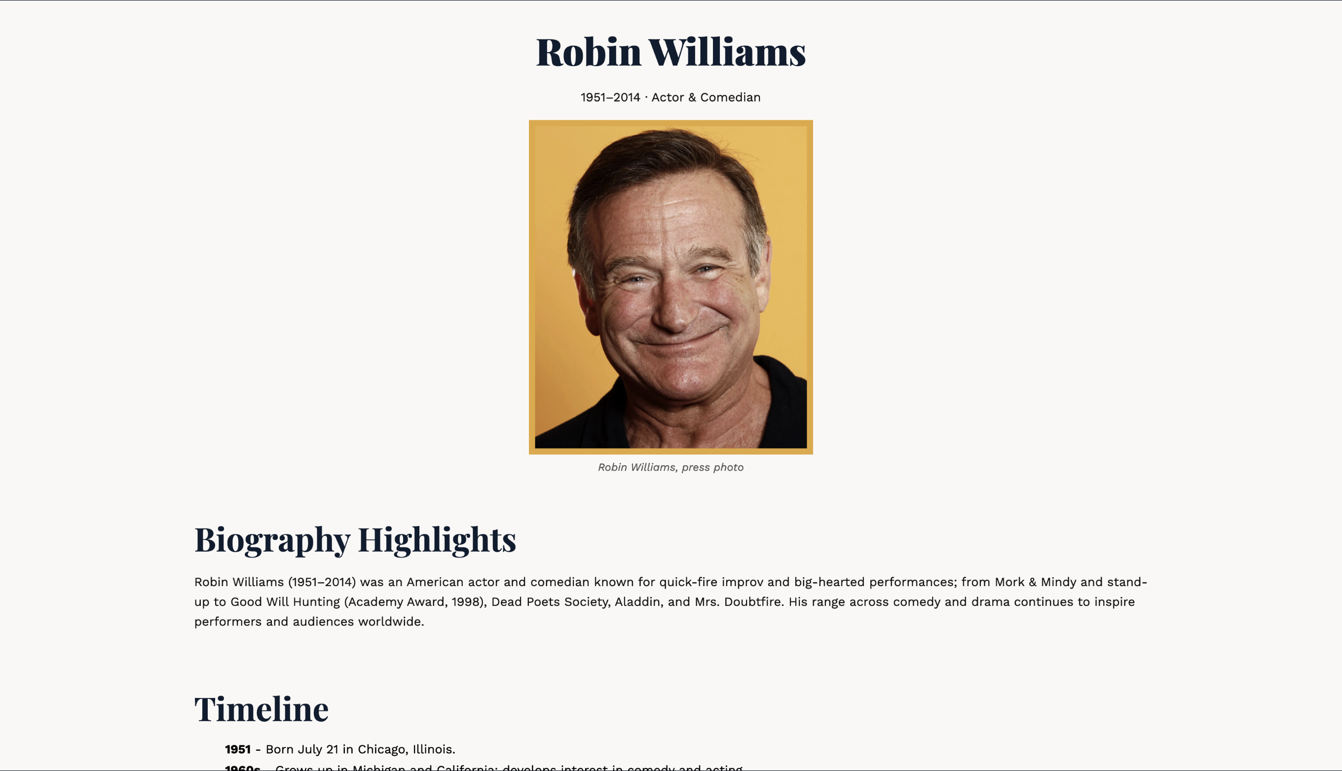 picture of tribute site